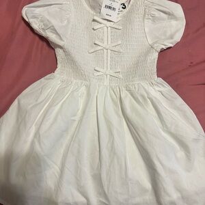 Cotton On White Kids Dress with Bow Accents